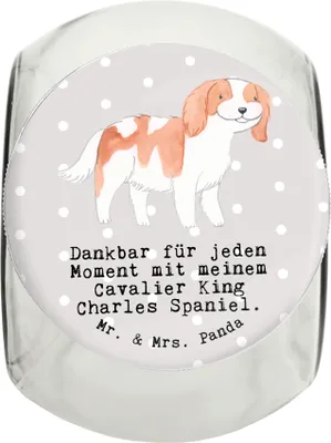 Produktbild von Mr. & Mrs. Panda Dose Cavalier King Charles Spaniel Moment L 870ml - Grau Pastell - Geschenk, leckerlidose, glasbehälter, Bonbonglas, Keksdose, Vorratsbehälter