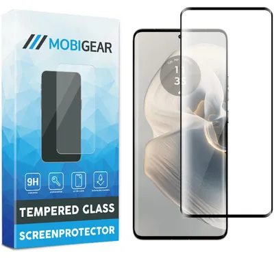 Produktbild von Mobigear Premium Displayschutzfolie für Motorola Edge 50 Pro, gehärtetes Glas, Displayschutz – kompatibel mit Hüllen, schwarz