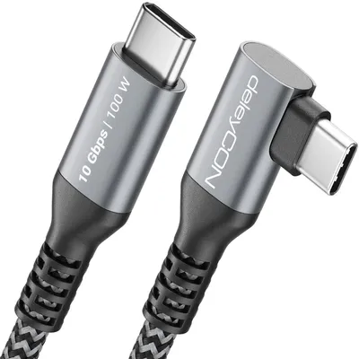 Produktbild von deleyCON 2m USB-C Kabel 100W 10 Gbps 90° USB 3.2 Gen2 PD 3.0