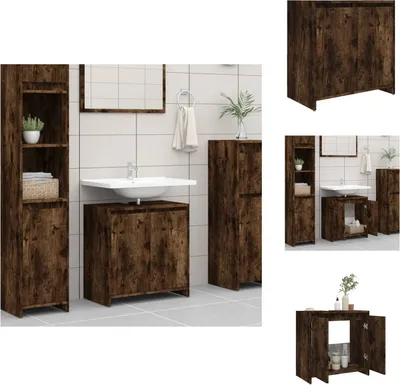 Produktbild von vidaXL Badschrank Räuchereiche 60x33x61 cm Holzwerkstoff - Badezimmermöbel-Sets