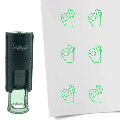 Immagine prodotto di Timbro CombiCraft OK gesto della mano rotondo 10 mm - Inchiostro verde