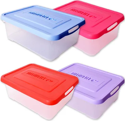 Produktbild von 4 Stück Allibert Kunststoff Box Set Aufbewahrungsbox Deckel Transparent 12L
