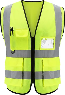 Produktbild von Frypay Sicherheitsweste Warnweste Reflektierendes warnwesten Warnweste mit Reflektorstreifen mit Reißverschluss und Taschen Arbeitsweste
