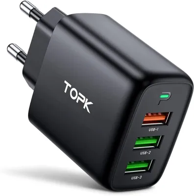 Zdjęcie produktu dla szybka ładowarka USB naścienna 3,0 A – 3 porty USB