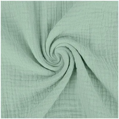 Musselin Stoff extra breit 280 cm in Seegrün – Double Gauze Baumwollstoff Meterware für Bettwäsche und Gardinen.
