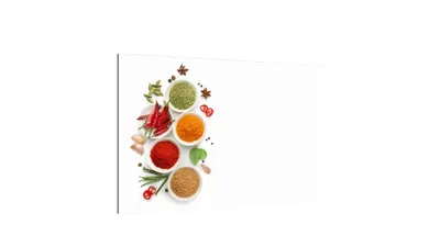 Produktbild von Glas Magnettafel Gew?rze Kr?uter W?rzmittel Aroma Salz Pfeffer 60x40cm Glasbild Memoboard aus Glas Glastafel mit Gew?rzkr?uter-Motiv Magnetwand zum Beschriften Magnetische Tafel Wanddekoration Wandbil