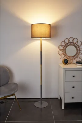 Produktbild von Stehleuchte Grand Purity Grau/Holz 160cm max. 20W E27 ohne Leuchtmittel mit Schalter