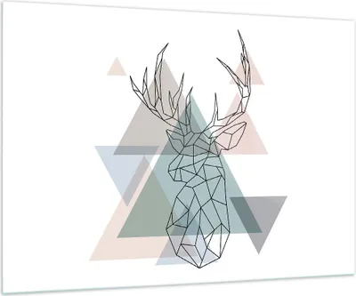 Produktbild von Bilder auf glas - Hirsch Abstraktion - 100x70cm - Glasbilder - Wandbilder - Kunstdruck - zum Aufhängen bereit - Wanddekoration aus Glas - Glas Bilder - Wandbild auf Glas - Einteilig - GAA100x70-3909