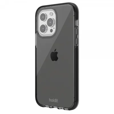 A black transparent phone case on a white background.