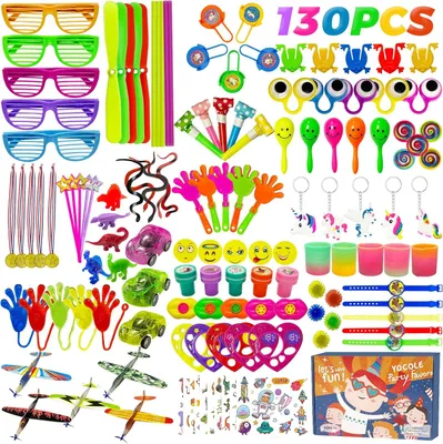 Produktbild von 130 Stück Mitgebsel Kindergeburtstag Gastgeschenke, Give Aways Pinata Party Favor Kleinspielzeug Set für Kinder, Geschenktüten Schatztruhe