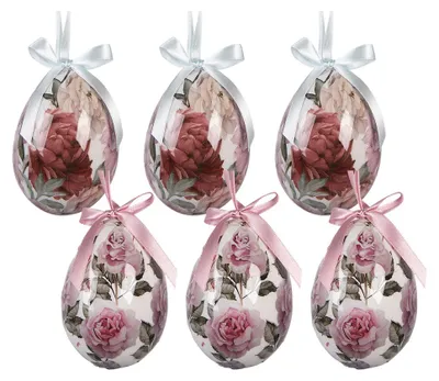 Imagen del producto de Clayre & Eef. Set de 6 colgantes de Pascua. 7x10 cm. Blanco. Plástico