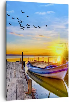 Produktbild von Bild auf Leinwand - Leinwandbild - Einteilig - See Boot Wasser - 50x70cm - Wand Bild - Wanddeko - Wandbilder - Leinwanddruck - Kunstdruck - Wanddekoration - Leinwand bilder - Wandbild - PA50x70-3983