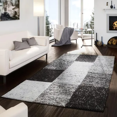Produktbild von TT Home Teppich Handgemacht Modern Edel Karo Flechtdesign Naturtöne Braun Beige Größe 200x300 cm
