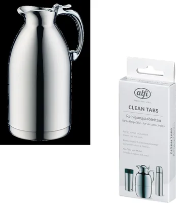 Image de alfi HOTELLO Isolierkanne stainless steel polished – Vorteilsset mit Reinigungsbürste CLEAN FIX 30 cm + CLEAN TABS (20 Stück) | HAN 557000150 | EAN 4002458418068