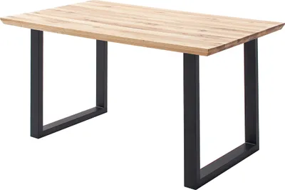 Produktbild von Esstisch 140x90 cm mit Schweizer Kante, U-Gestell, Eiche massiv geölt, PARACATU-06
