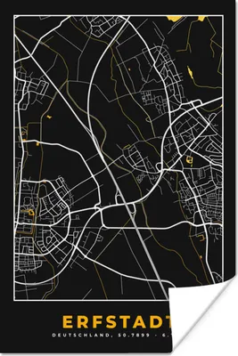 Produktbild von MuchoWow® Poster Stadtplan - Deutschland - Gold - Erfstadt - Karte 120x180 cm - Kunstposter