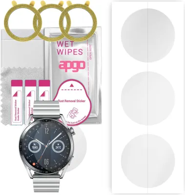 Produktbild von apgo 3 Stück Schutzfolie, klar, kompatibel mit Huawei Watch 3 Elite Smartwatch, Hydrogel Displayschutzfolie mit Positionierhilfe, Displayfolie, robust und kratzfest