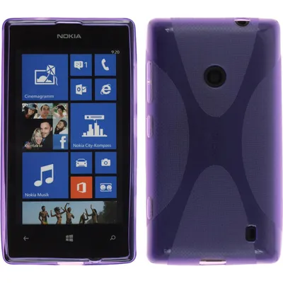 Produktbild von PhoneNatic Case kompatibel mit Nokia Lumia 520 - lila Silikon Hülle X-Style + 2 Schutzfolien