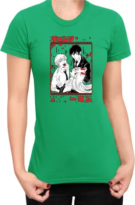 Produktbild von Damen T-Shirt Manga Japan Anime Comics Animation Chainsaw Anime manga Man 16, Lady XL / Grün
