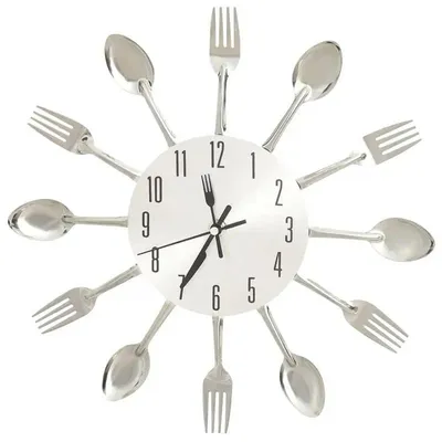 Image de Horloge murale, en aluminium, design unique, couleur argent