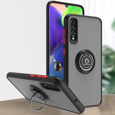 Produktbild von Samsung A70S Hülle, Ring Halter Ständer Matte Transluzent TPU Rahmen Stoßfest Schutzhülle für Samsung Galaxy A70 / A70S Dunkelgrau