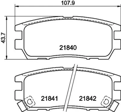 Produktbild von HELLA Bremsbeläge Satz Hinten Bremsklötze für MITSUBISHI PAJERO II (V3W, V2W, V4W) 8DB 355 016-471