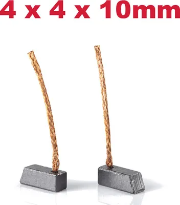 Two carbon brushes with copper wires are shown against a white background.