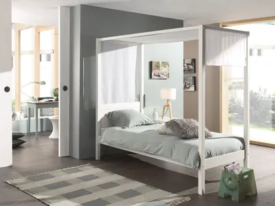 Produktbild von Himmelbett Charlotte 140x200 mit Voile - weiß