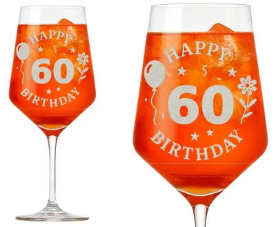 Produktbild von 1x Weinglas Gravur Happy Birthday 60 Geburtstag 350ml spülmaschinenfest für Feste