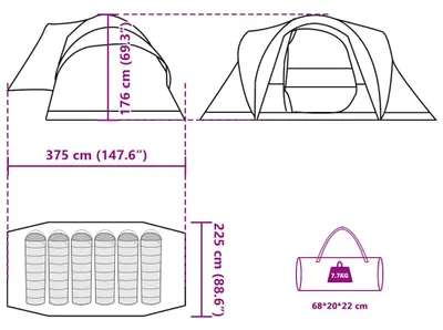 Produktbild von vidaXL Kuppel-Familienzelt 6 Personen Olivgrün Wasserdicht