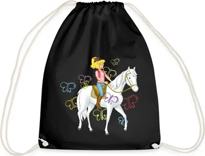 Produktbild von Spreadshirt Bibi Und Tina Bibi Reitet Auf Stute Sabrina Turnbeutel, One size, Schwarz