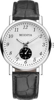 Produktbild von Elegante Herren Uhr Manuel - Schwarz / Weiß mit Krokodillederarmband KP33695
