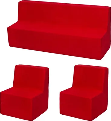 Image de Ensemble de meubles pour chambre d'enfant : 2xfauteuils+canapé rouge