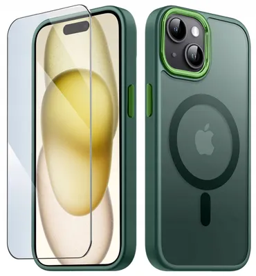 Immagine prodotto di Custodia Magsafe opaca per iPhone 15 + pellicola protettiva per lo schermo 9H