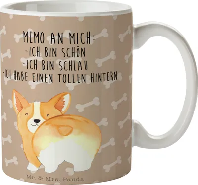Produktbild von Mr. & Mrs. Panda Kaffeetasse Corgi Po - Hundeglück - Geschenk, Positiv, Kaffeebecher, Tasse, Hund, Tierliebhaber, Trinkbecher, Spruch, Corgie, Teetasse, Süß, bedruckt