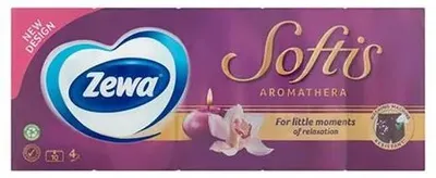 Obrázok produktu pre Papierové vreckovky, 4-vrstvové, 10 x 9 ks, ZEWA "Softis", aromatherapia