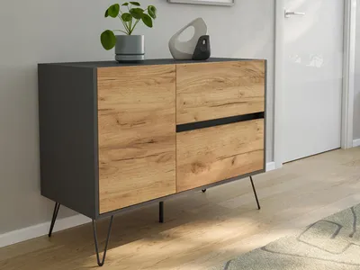 Produktbild von Sideboard Yako 100cm 2 SoftClose 1 Tür Grafit/Eiche Front : Oak Gold / Grafit Varianten: Oak Gold / Grafit