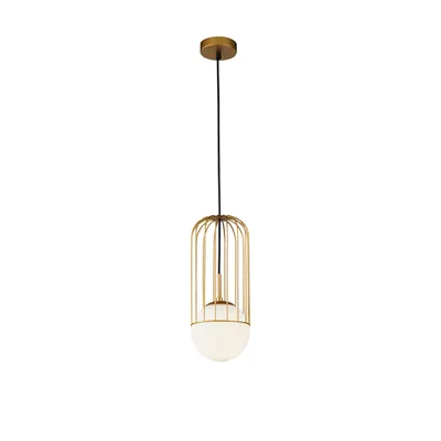 Zdjęcie produktu dla Lampa wisząca, metal, kolor złoty, gniazdo E27, wys. 170 cm
