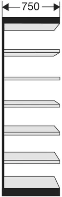 Produktbild von Büro-Regal Progress 2000 Regalfeld HxBxT 2600x750x600mm 7 Böden silber