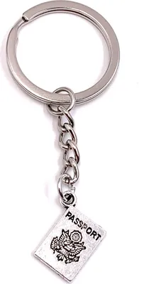 Produktbild von Onwomania Schlüsselanhänger Reisepass Urlaub Verreisen Silber Metall Anhänger Charm
