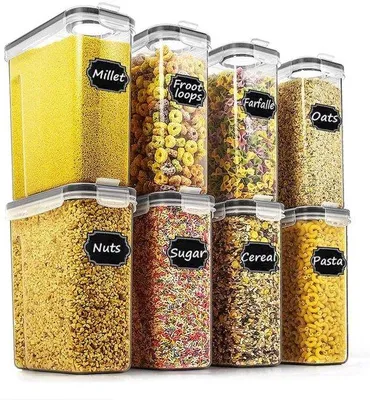 Produktbild von Luftdichte Speisebehälter für Getreide und Trockenlebensmittel, 2,5 l, für Zucker, Mehl, Snacks, Backzubehör, leckzufreies mit schwarzen Verschlüssen