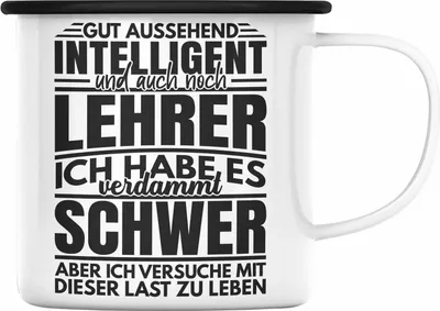 Produktbild von Trendation - Lustiger Spruch Lehrer Emaille Tasse Geschenk Abschied Abschiedsheschenk Lehrer Abi Abitur Spruch (Schwarz)