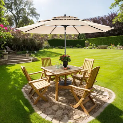 Produktbild von LVHOM Sonnenschirm Ø 294cm, Sonnenschutz UPF 50+, Ampelschirm, Marktschirm, Khaki