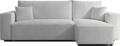 Produktbild von Selsey Scarlo - Ecksofa mit Schlaffunktion, Stauraum und Bouclé-Bezug, hellgrau