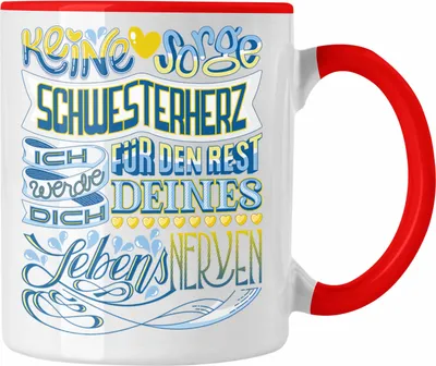 Produktbild von Trendation - Beste Schwester Tasse Geschenk von Schwester an Schwester Lieblingsschwester von Bruder Geschenkidee (Rot)