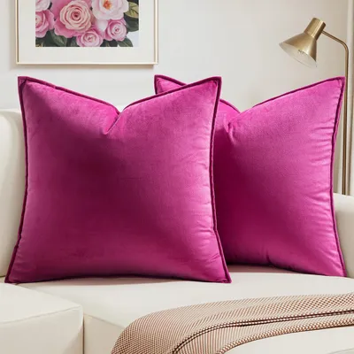 Obrázok produktu pre Zamatový obliečka na vankúš 50x50 cm, ružová, 2 kusy, polyester