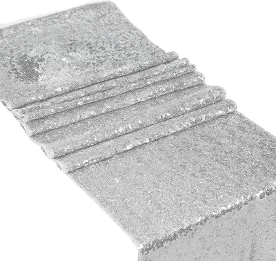 Produktbild von BOHO zarter Pailletten-Tischläufer, silber, 30x275 cm