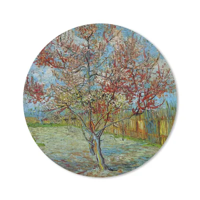 Produktbild von MuchoWow® Mauspad Mousepad Der rosa Pfirsichbaum - Vincent van Gogh 30x30 cm - Mousepads - Maus Mat - Pad - Mausunterlage - Tischunterlage - Schreibtischmatten