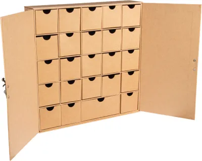 Produktbild von Pappmaché Adventskalender Schränkchen