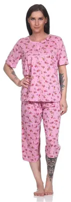 Produktbild von Damen Pyjama 2 teiliger Schlafanzug Hausanzug 3/4 Sommer; Altrosa/L/40